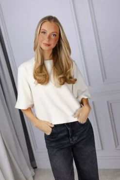 Woven Boucle T-Shirt Cream White^DAGMAR Hot