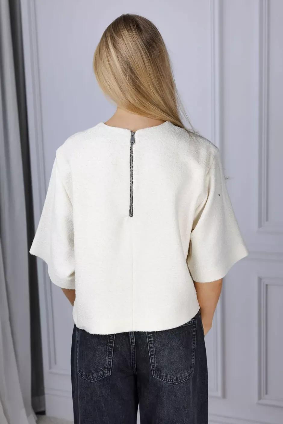 Woven Boucle T-Shirt Cream White^DAGMAR Hot