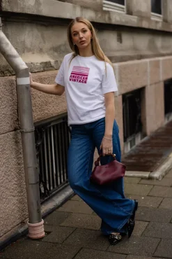 Ykobow T-shirt White Print Fuchsia^AMERICAN VINTAGE New