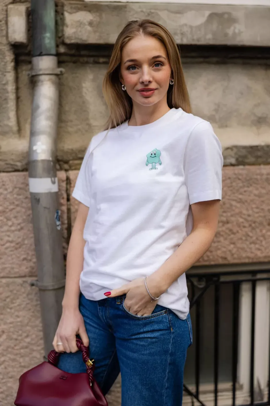 Ykobow T-Shirt White Print Green^AMERICAN VINTAGE Fashion